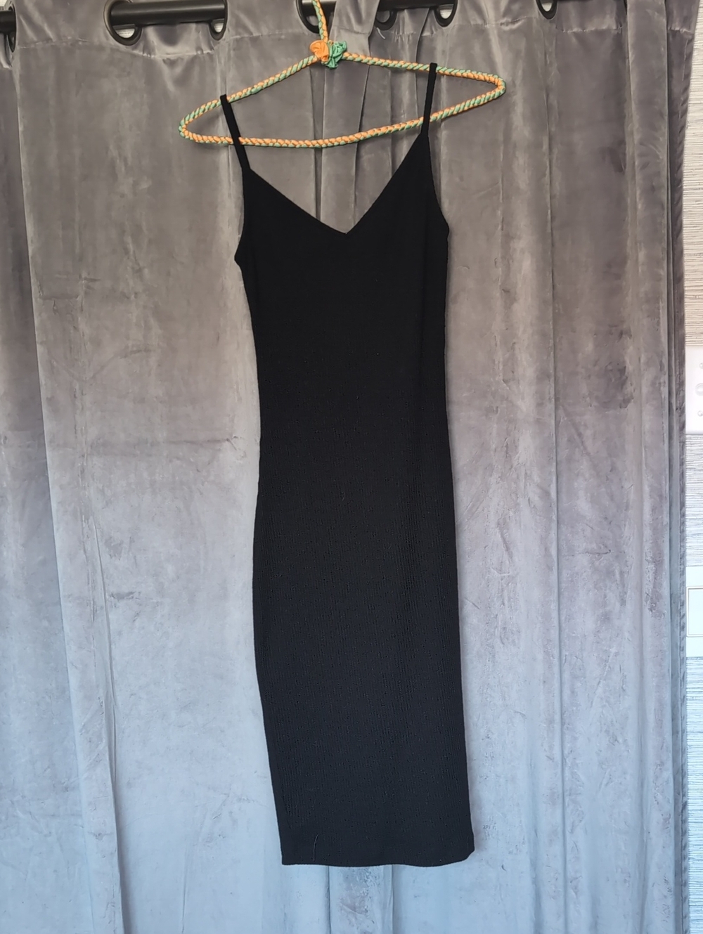 Dynamite Black Slip Midi Dress with Thin Straps
